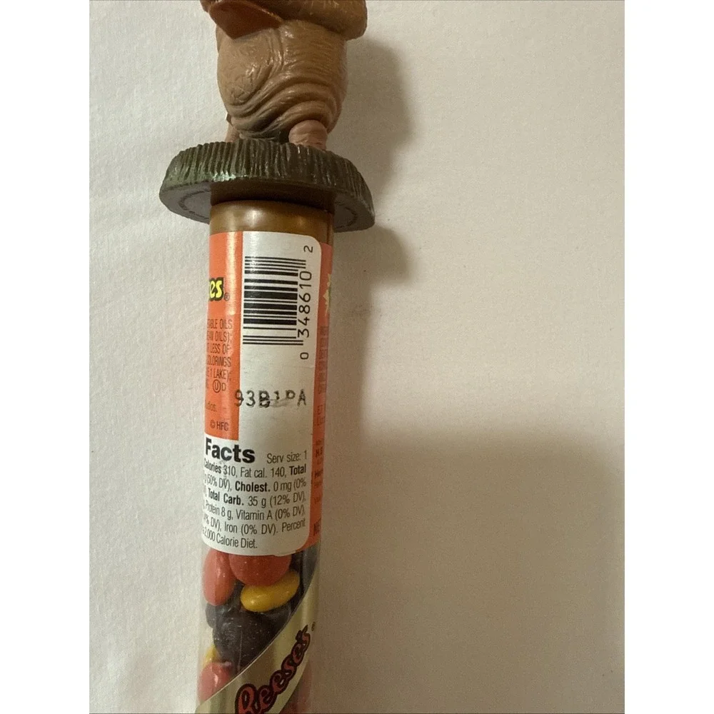 Vintage Unopened 1990' Reeses Pieces Candy Tube + ET Topper w/ Battery Protector